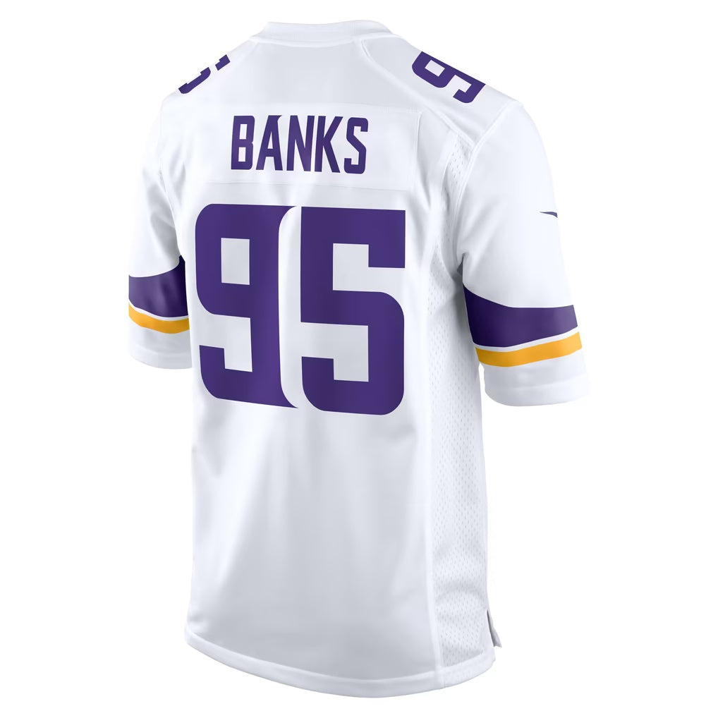 MN.Vikings #95 Caleb Banks White Game jersey BUTLER
