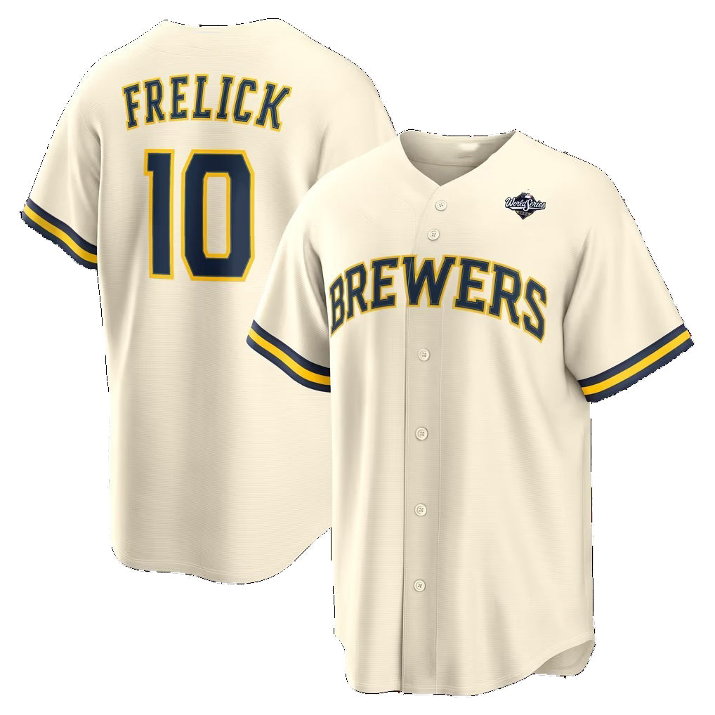 Milwaukee Brewers #10 Sal Frelick Cream 2026 World Series Home Replica Jersey BUTLER