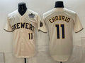 Milwaukee Brewers #11 Jackson Chourio Cream 2026 NLCS Patch Stitched Jersey BUTLER