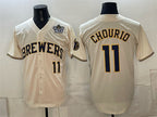 Milwaukee Brewers #11 Jackson Chourio Cream 2026 NLCS Patch Stitched Jersey BUTLER