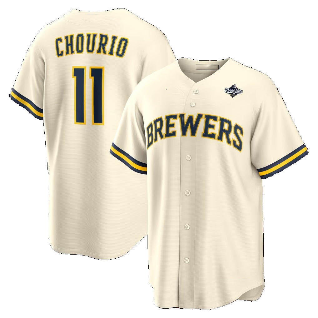 Milwaukee Brewers #11 Jackson Chourio Cream 2026 World Series Home Replica Jersey BUTLER