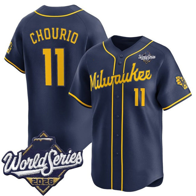 Milwaukee Brewers #11 Jackson Chourio Navy 2026 World Series Alternate Limited Stitched Jersey BUTLER