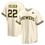 Milwaukee Brewers #22 Christian Yelich Cream 2026 World Series Home Replica Jersey BUTLER