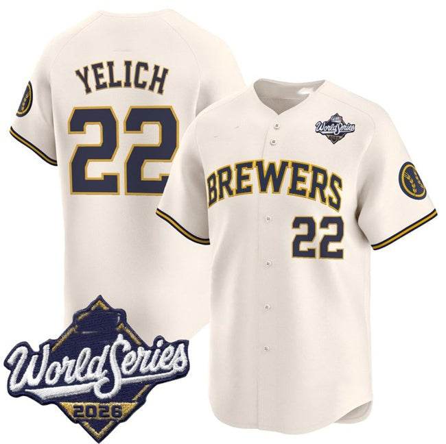 Milwaukee Brewers #22 Christian Yelich Cream 2026 World Series Limited Stitched Jersey BUTLER