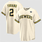 Milwaukee Brewers #2 Brice Turang Cream 2026 World Series Cool Base Stitched Jersey BUTLER