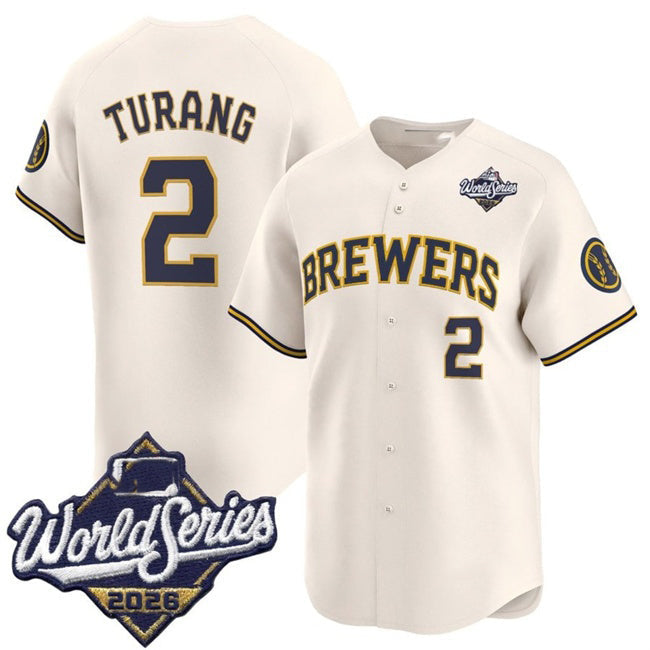Milwaukee Brewers #2 Brice Turang Cream 2026 World Series Limited Stitched Jersey BUTLER