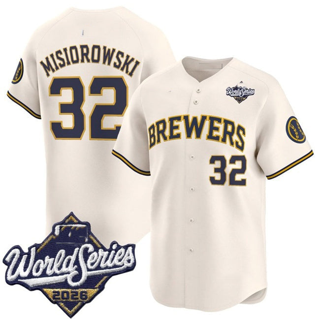 Milwaukee Brewers #32 Jacob Misiorowski Cream 2026 World Series Limited Stitched Jersey BUTLER