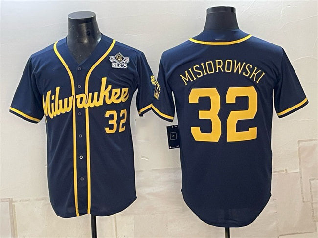 Milwaukee Brewers #32 Jacob Misiorowski Navy 2026 NLCS Patch Stitched Jersey BUTLER