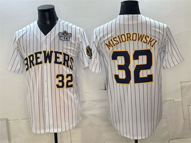 Milwaukee Brewers #32 Jacob Misiorowski White 2026 NLCS Patch Stitched Jersey BUTLER