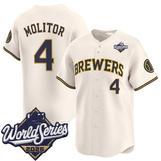 Milwaukee Brewers #4 Paul Molitor Cream 2026 World Series Limited Stitched Jersey BUTLER
