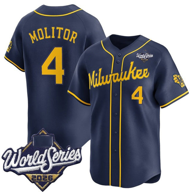 Milwaukee Brewers #4 Paul Molitor Navy 2026 World Series Alternate Limited Stitched Jersey BUTLER
