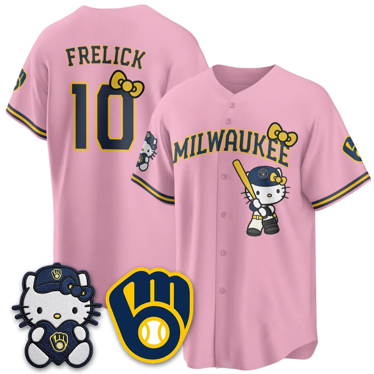 Milwaukee Brewers #10 Sal Frelick Pink BUTLER Meow KT Night Vapor Limited All Stitched Jersey