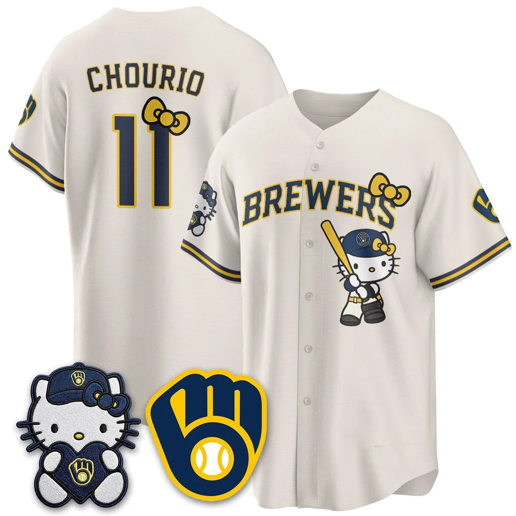 Milwaukee Brewers #11 Jackson Chourio Cream BUTLER Meow KT Night Vapor Limited All Stitched Jersey