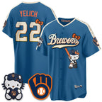Milwaukee Brewers #22 Christian Yelich Mineral Blue BUTLER Meow KT Night Vapor Limited All Stitched Jersey