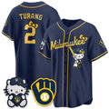 Milwaukee Brewers #2 Brice Turang Mineral Navy BUTLER KT Night Vapor Limited All Stitched Jersey