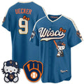Milwaukee Brewers #9 Bob Uecker Mineral Blue BUTLER Meow KT Night Vapor Limited All Stitched Jersey 2