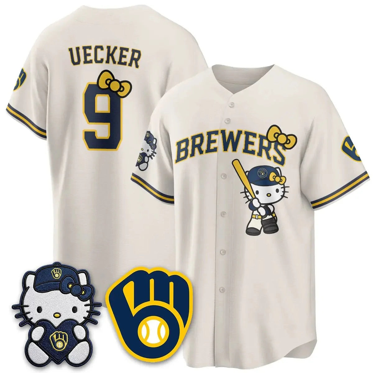 Milwaukee Brewers #9 Bob Uecker Mineral Cream BUTLER KT Night Vapor Limited All Stitched Jersey