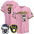 Milwaukee Brewers #9 Bob Uecker Pink BUTLER Meow KT Night Vapor Limited All Stitched Jersey