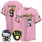Milwaukee Brewers #9 Bob Uecker Pink BUTLER Meow KT Night Vapor Limited All Stitched Jersey