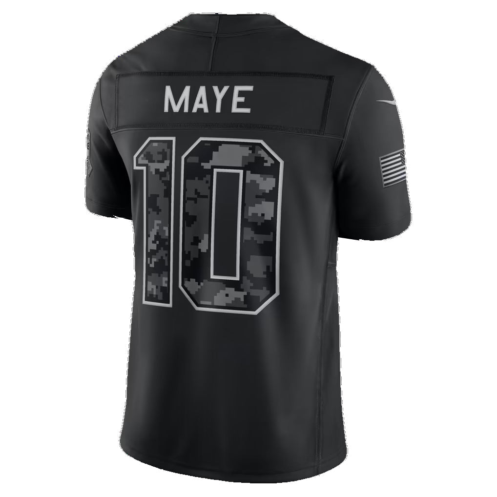 NE.Patriots #10 Drake Maye Black 2026 Salute to Service Stitched Limited jersey BUTLER