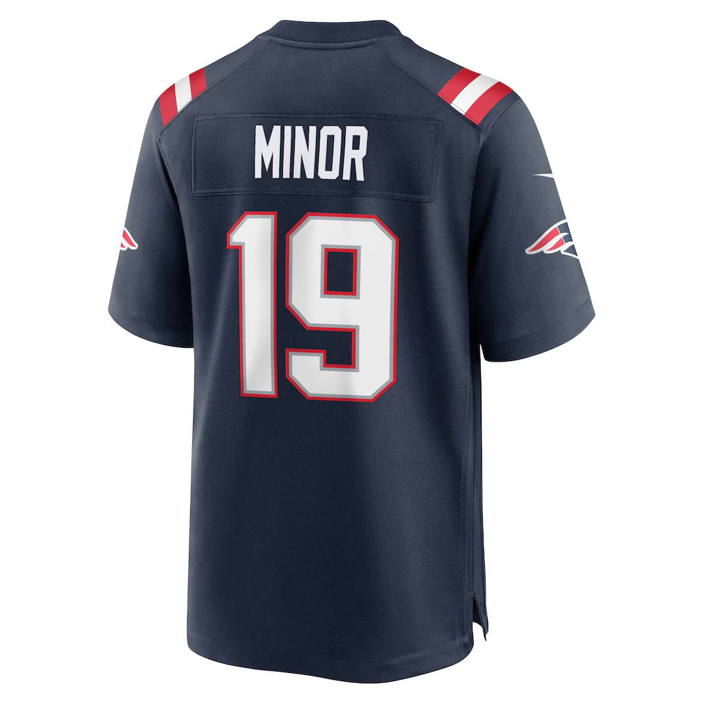NE.Patriots #19 Kobee Minor Navy Team Game Jersey BUTLER