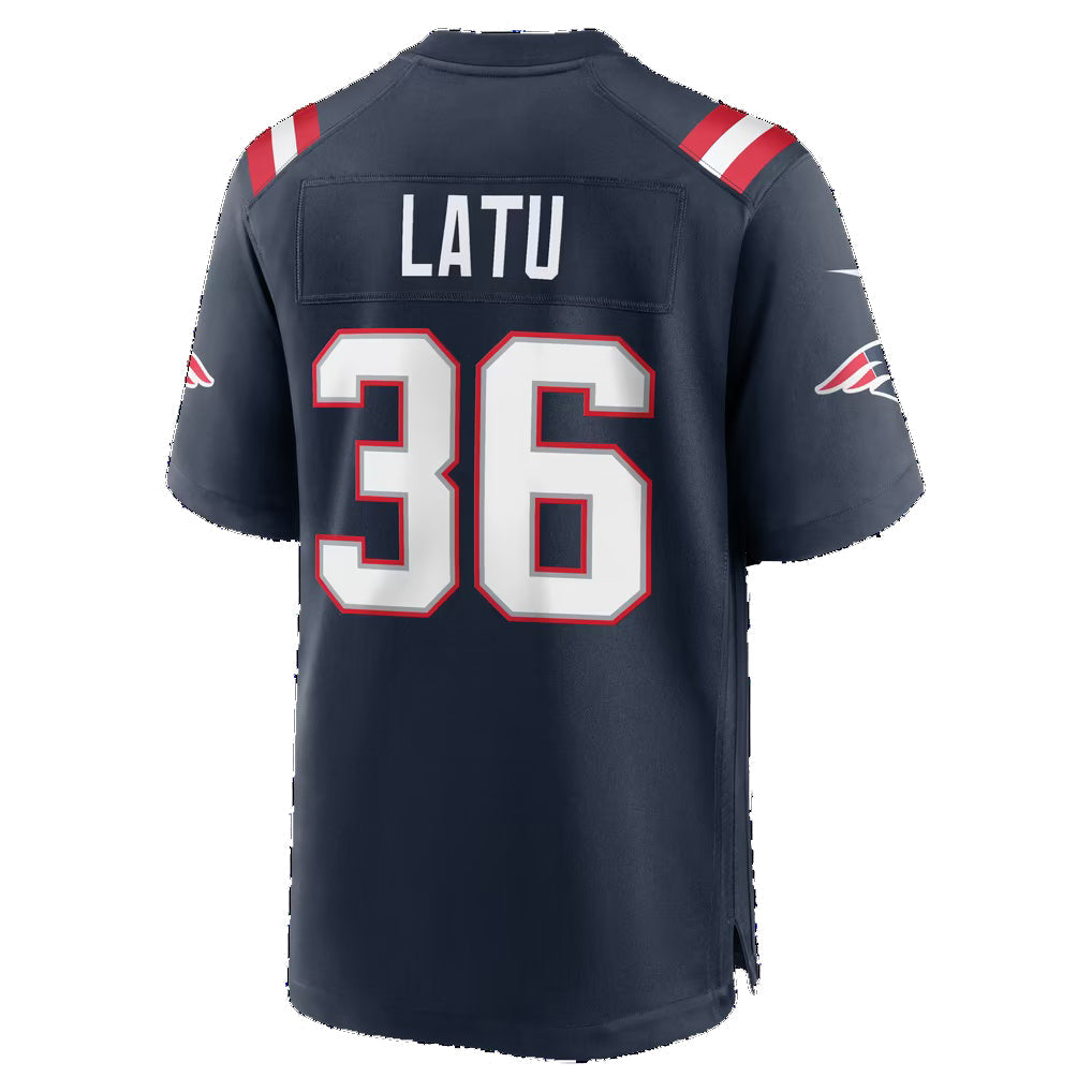 NE.Patriots #36 Cameron Latu Navy Team Game jersey BUTLER