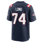 NE.Patriots #74 Caleb Lomu Navy Team Game Jersey BUTLER