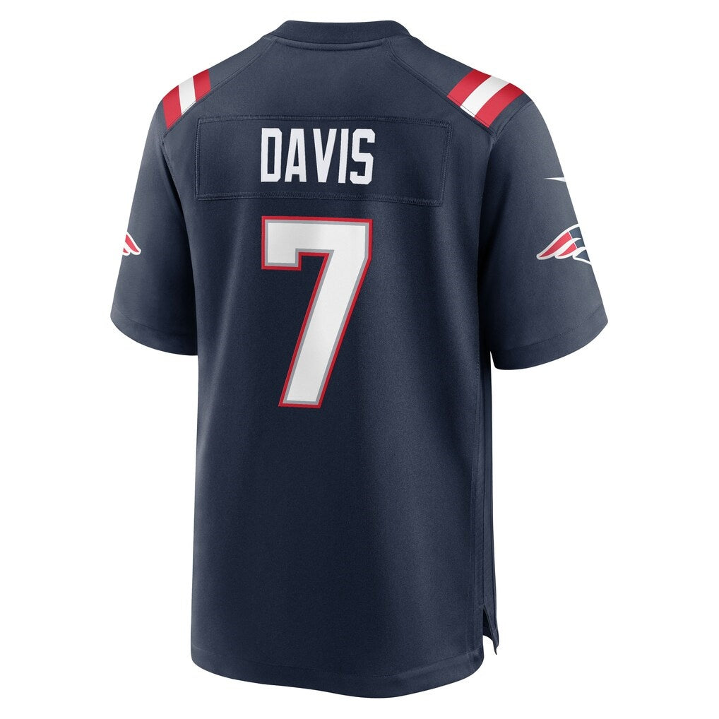NE.Patriots #7 Carlton Davis Navy Team Game Jersey BUTLER