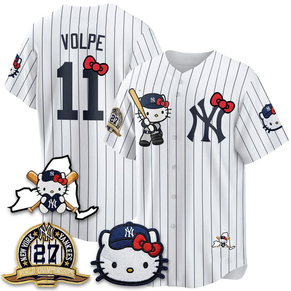 New York Yankees #11 Anthony Volpe Stripes White BUTLER Meow KT 2026 Vapor Limited All Stitched Jersey