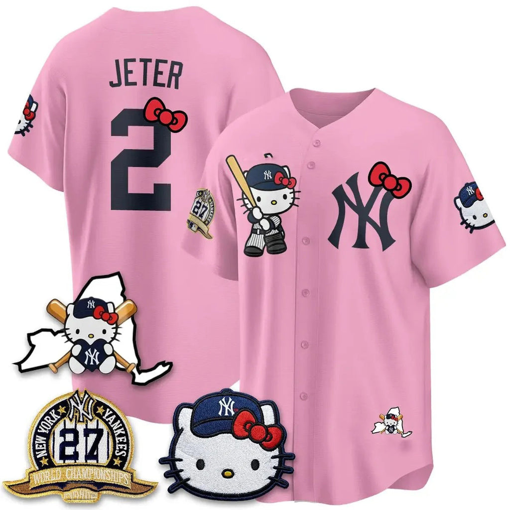 New York Yankees #2 Derek Jeter Pink BUTLER Meow KT 2026 Vapor Limited All Stitched Jersey