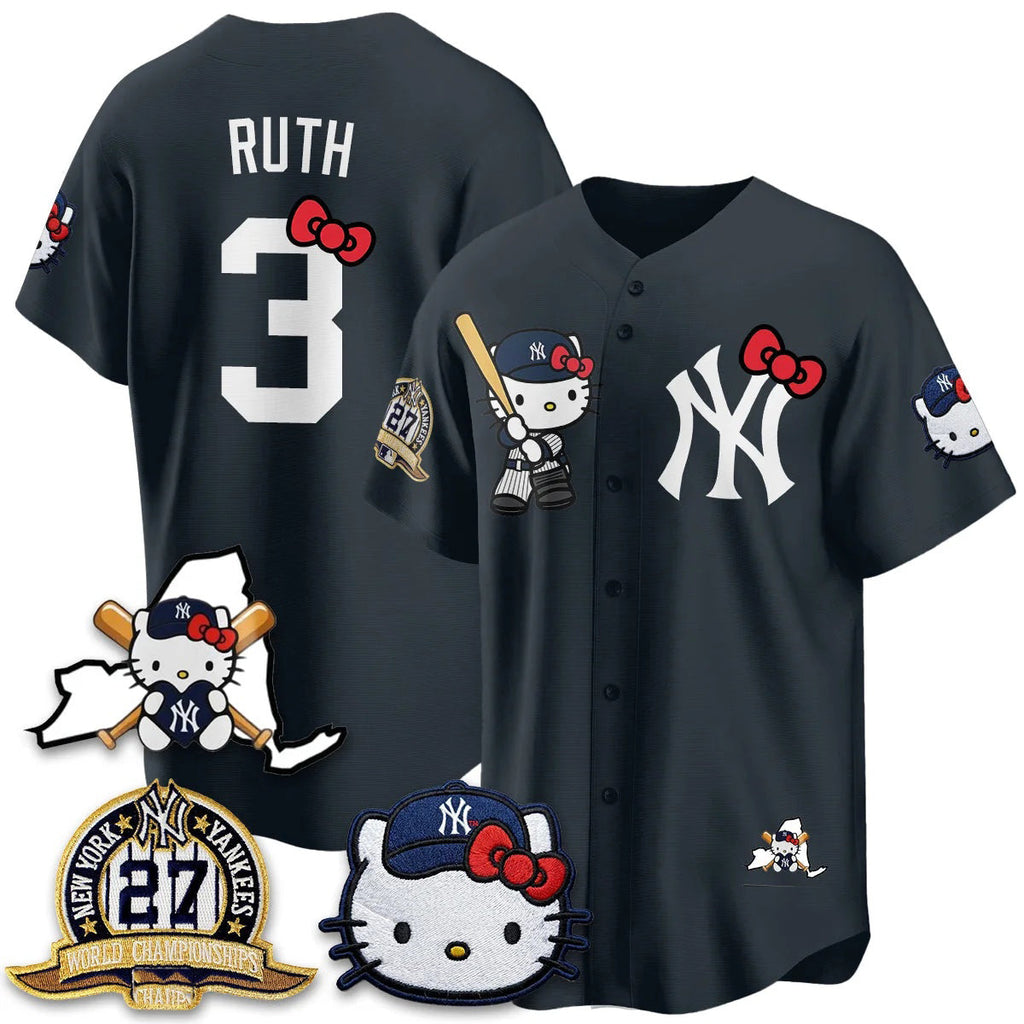 New York Yankees #3 Babe Ruth Navy BUTLER Meow KT 2026 Vapor Limited All Stitched Jersey