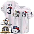 New York Yankees #3 Babe Ruth Stripes White BUTLER Meow KT 2026 Vapor Limited All Stitched Jersey 2