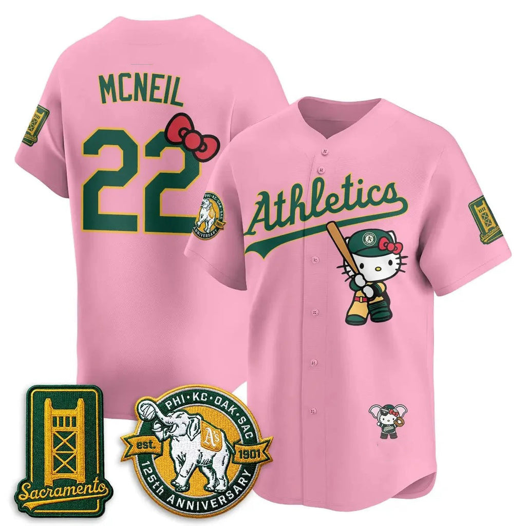Oakland Athletics #22 Jeff McNeil Pink BUTLER Meow KT 2026 Vapor Limited Stitched Jersey