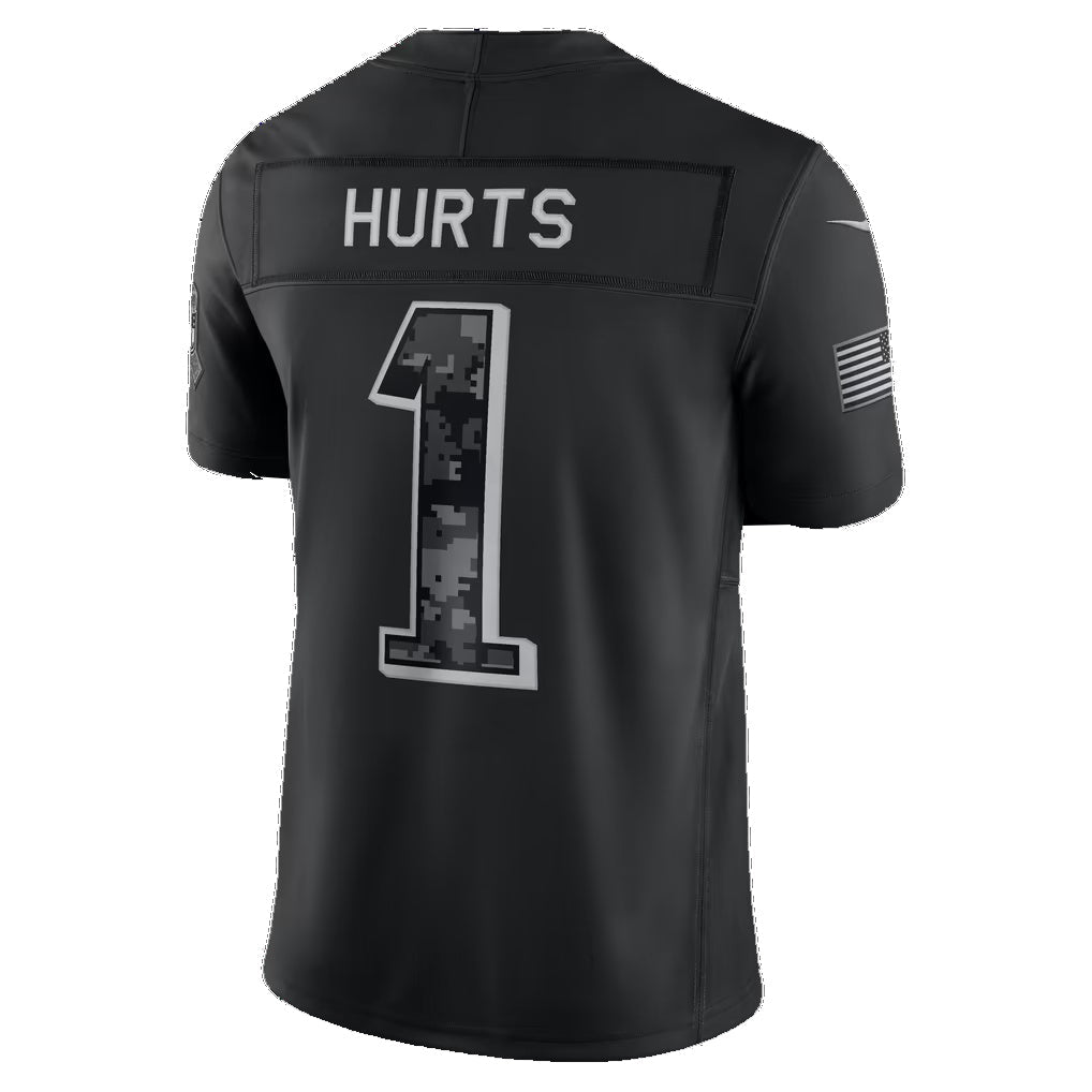 P.Eagles #1 Jalen Hurts Black 2026 Salute to Service Stitched Limited jersey BUTLER