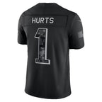P.Eagles #1 Jalen Hurts Black 2026 Salute to Service Stitched Limited jersey BUTLER