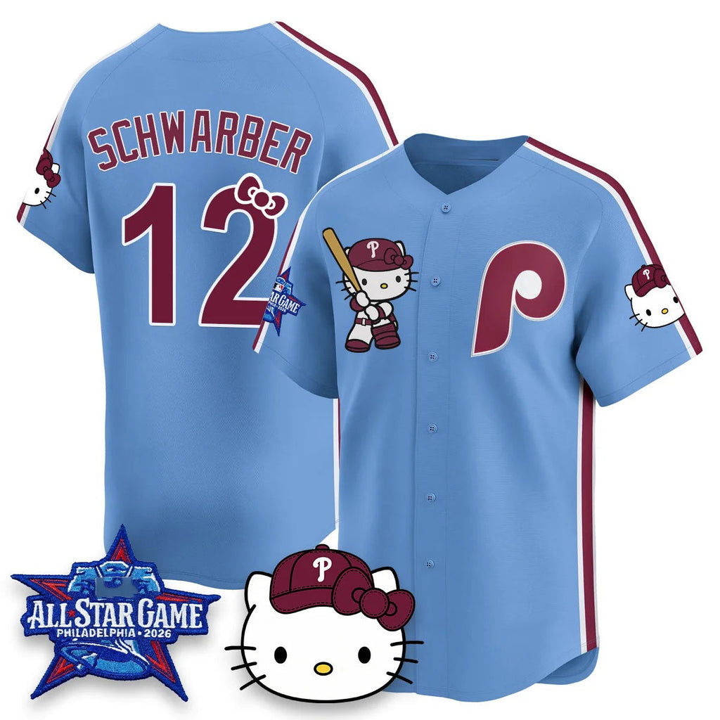 Philadelphia Phillies #12 Kyle Schwarbe Light Blue BUTLER Meow KT Vapor Limited V2 Stitched Jersey