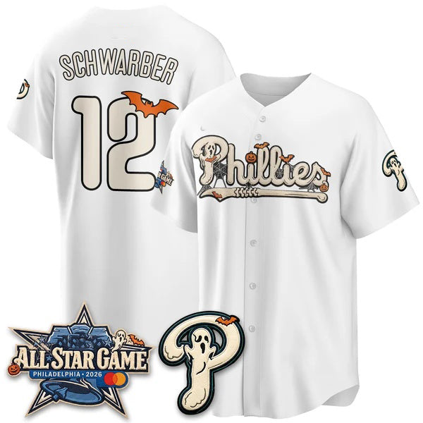 Philadelphia Phillies #12 Kyle Schwarbe White BUTLER Halloween 2026 Vapor Limited Stitched Jersey