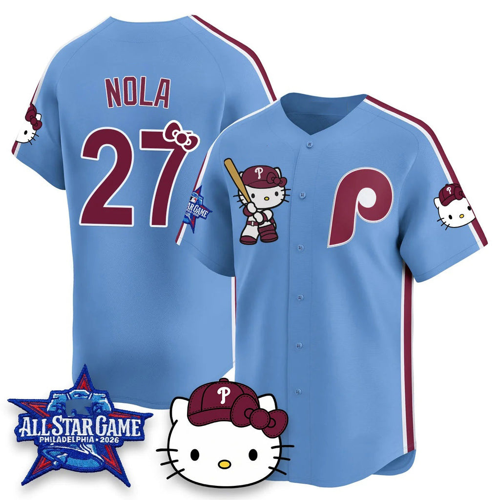Philadelphia Phillies #27 Aaron Nola Light Blue BUTLER Meow KT Vapor Limited V2 Stitched Jersey
