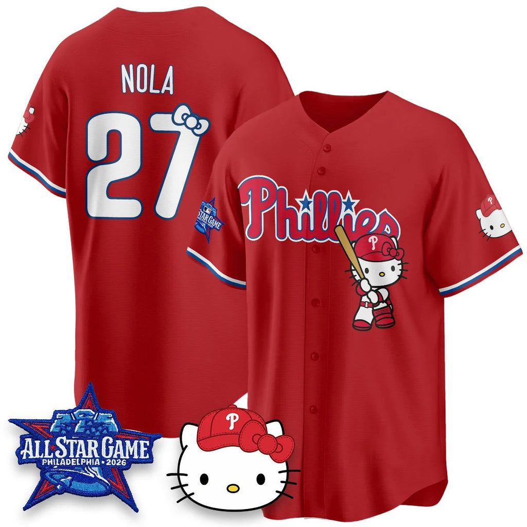 Philadelphia Phillies #27 Aaron Nola Red BUTLER Meow KT Vapor Limited V2 Stitched Jersey