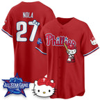 Philadelphia Phillies #27 Aaron Nola Red BUTLER Meow KT Vapor Limited V2 Stitched Jersey