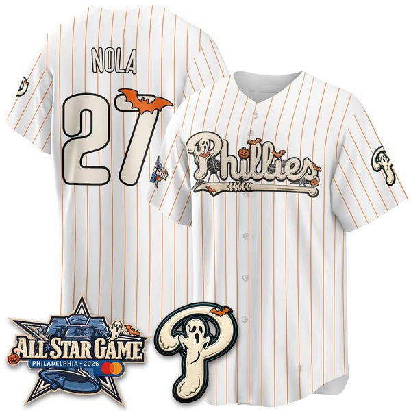 Philadelphia Phillies #27 Aaron Nola White BUTLER Halloween 2026 Vapor Limited Stitched Jerseys