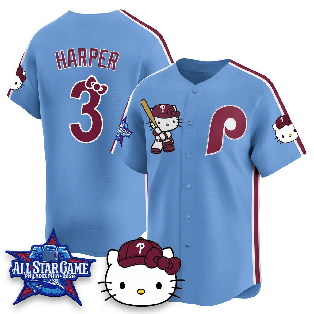 Philadelphia Phillies #3 Bryce Harper Light Blue BUTLER Meow KT Vapor Limited V2 Stitched Jersey
