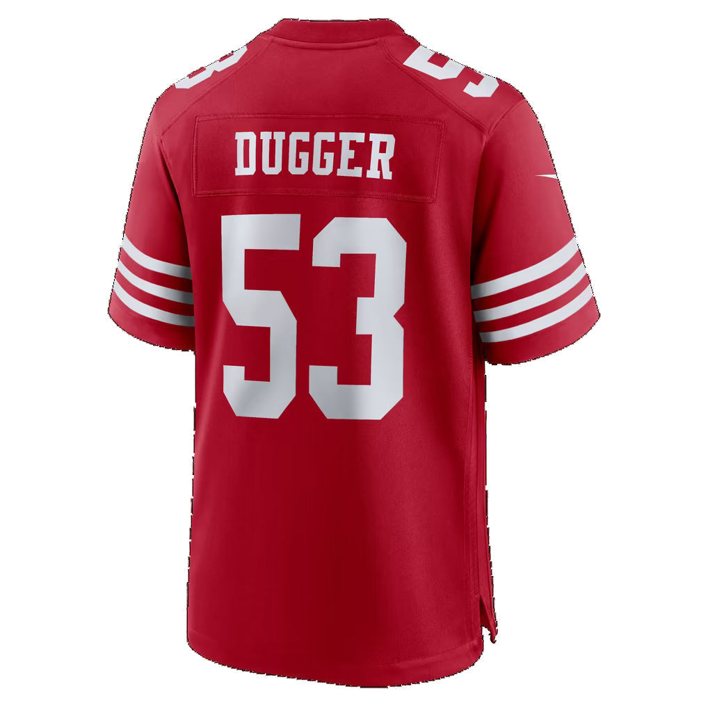 SF.49ers #53 Jaden Dugger Scarlet Team Game jersey BUTLER
