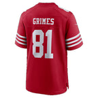 SF.49ers #81 Wesley Grimes Scarlet Team Game jersey BUTLER