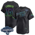 Tampa Bay Rays #13 Junior Caminero Charcoal 2026 AL East Champions Patch City Connect Limited Stitched Jersey BUTLER