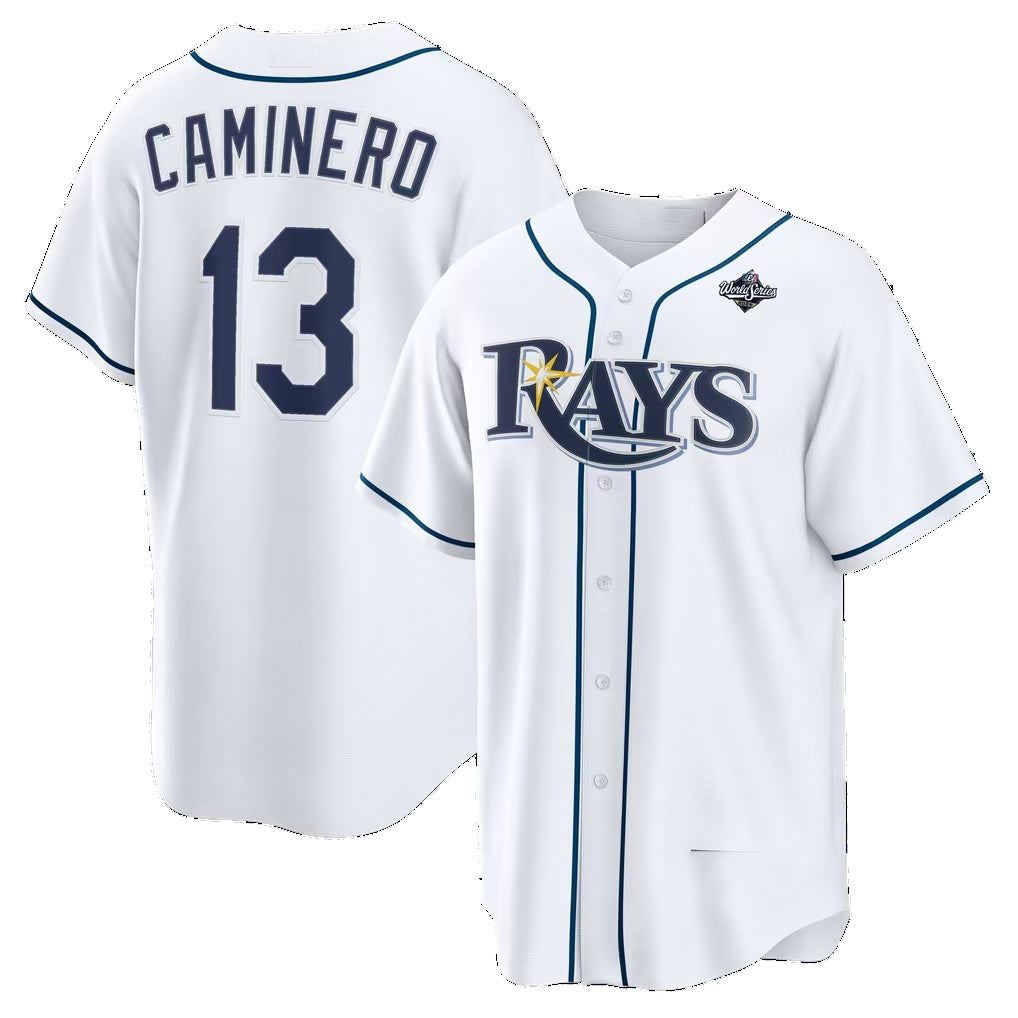 Tampa Bay Rays #13 Junior Caminero White 2026 World Series Home Replica Jersey BUTLER