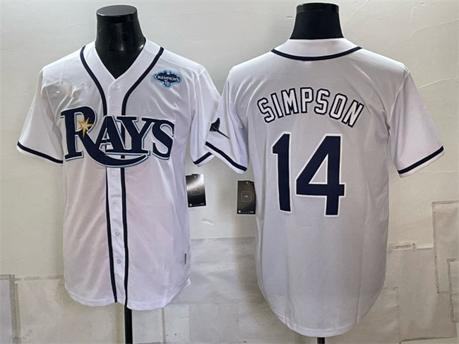 Tampa Bay Rays #14 Chandler Simpson White Gray 2026 AL East Champions Patch Vapor Limited Stitched Jersey BUTLER