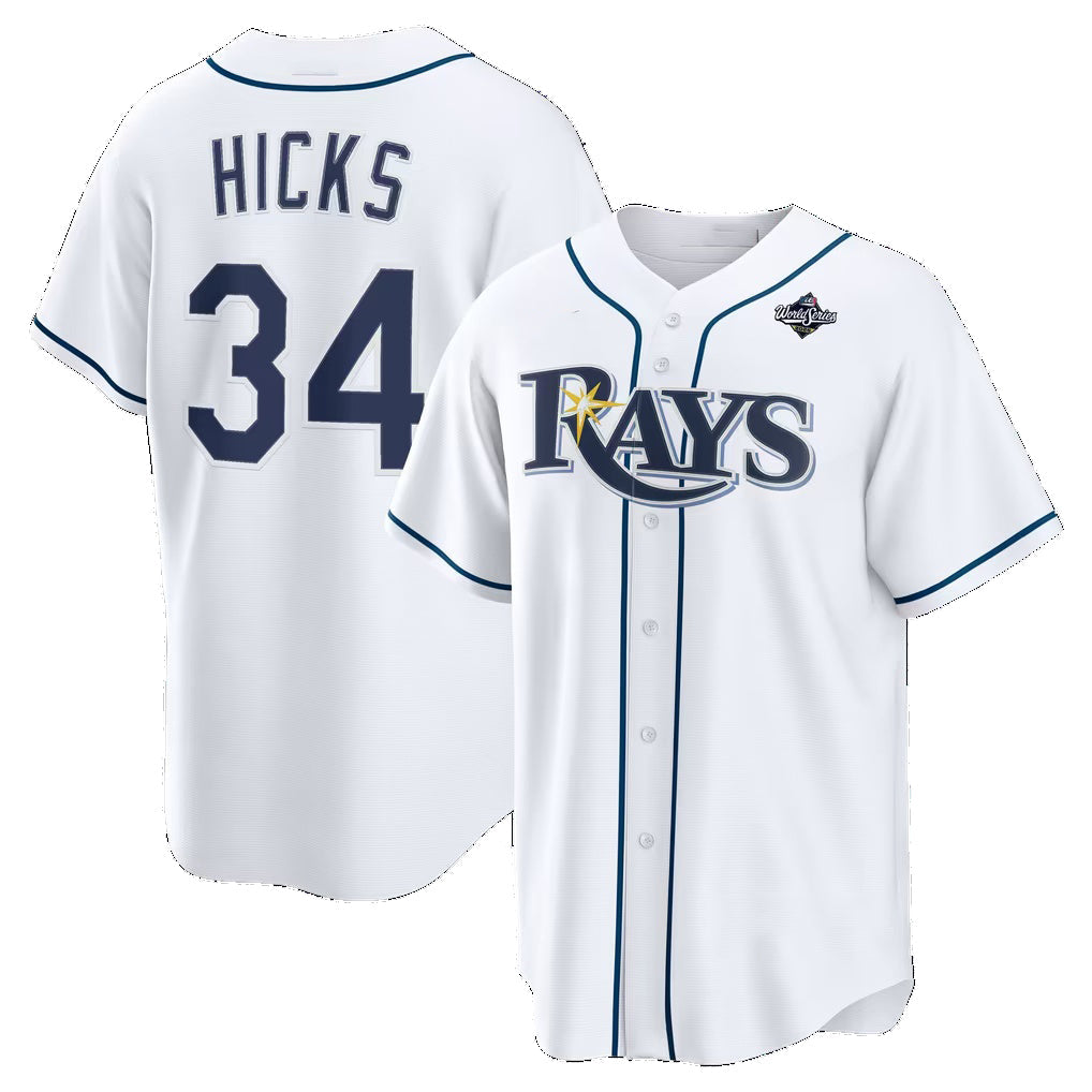 Tampa Bay Rays #34 Liam Hicks White 2026 World Series Home Replica Jersey BUTLER
