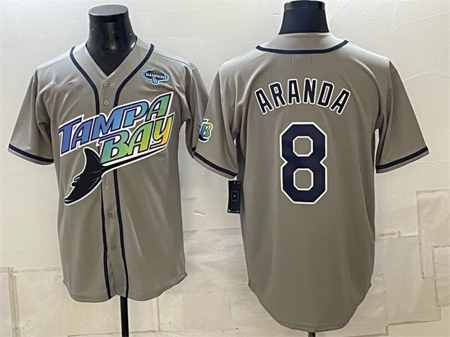 Tampa Bay Rays #8 Jonathan Aranda Gray 2026 AL East Champions Patch Vapor Limited Stitched Jersey BUTLER