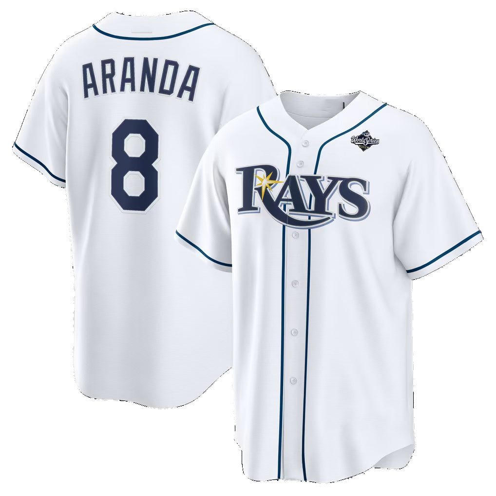 Tampa Bay Rays #8 Jonathan Aranda White 2026 World Series Home Replica Jersey BUTLER